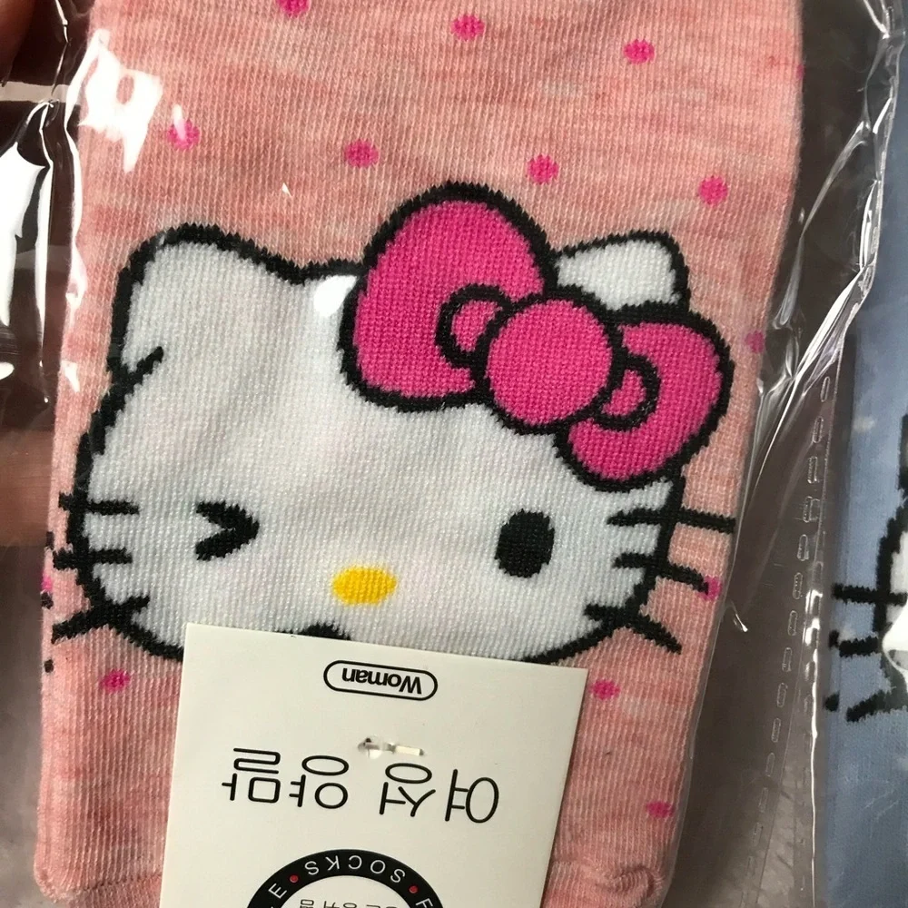 Sanrio Hello Kitty Heart Character Ankle No-Show Socks 3 Pair Pack One Size New